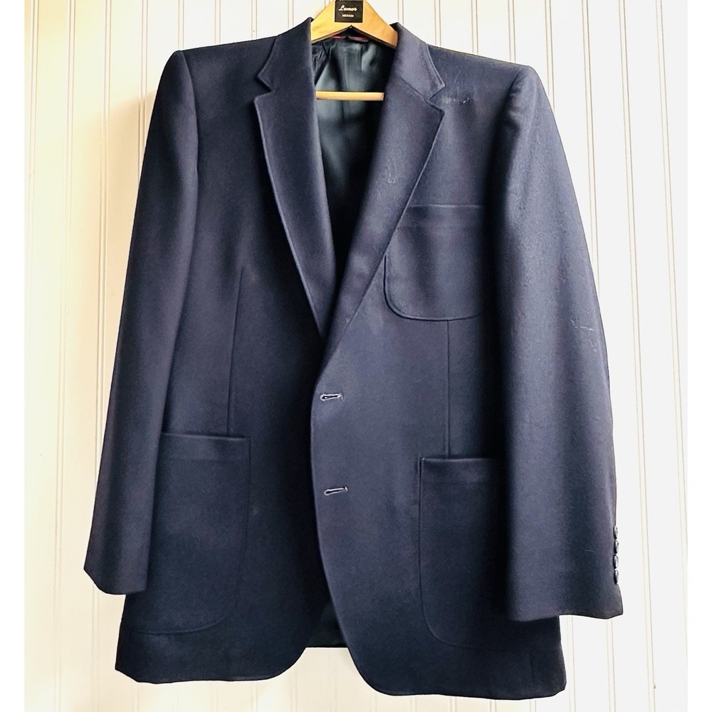 Vintage Mens Dark Blue Sport Coat 41R US Size CACHAREL Wool Sport Blazer Suit